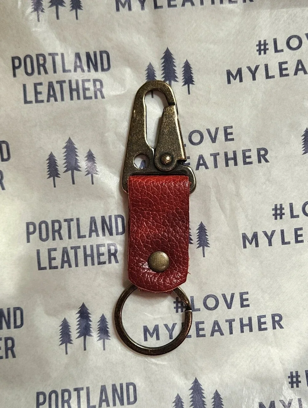 Unicorn Portland Leather Goods Keychain In Chili Red